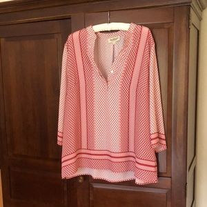 Norm Thompson polyester rich rust three quarter sleeve top.  New without tags